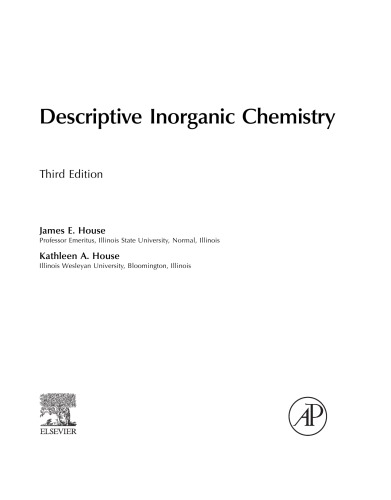 Descriptive Inorganic Chemistry 3rd Edition James E House Kathleen A House