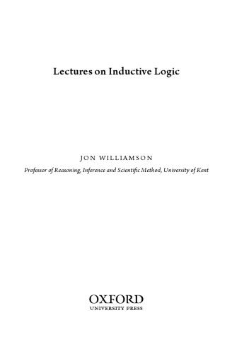 Lectures On Inductive Logic Jon Williamson