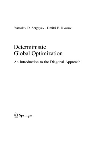 Deterministic Global Optimization An Introduction To The Diagonal Approach Yaroslav D Sergeyev