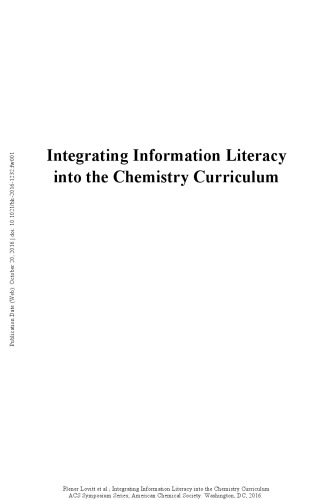 Integrating Information Literacy Into The Chemistry Curriculum Li
