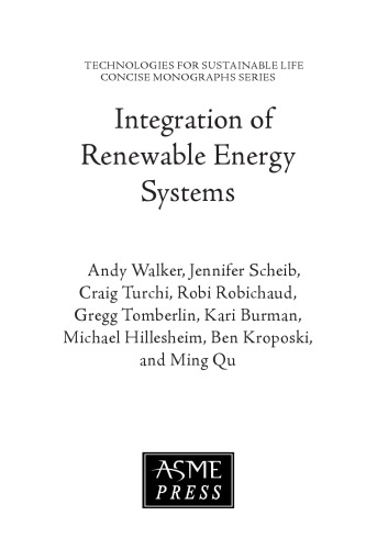Integration Of Renewable Energy Systems Walker Andy