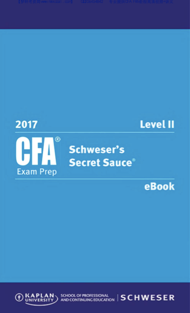 Schwesers Secret Sauce 2017 Level Ii Cfa Kaplan Schweser