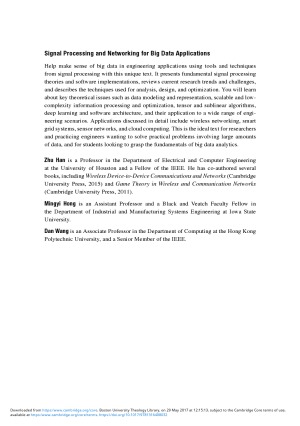 Signal Processing And Networking For Big Data Applications Mingyi Hong And Zhu Han