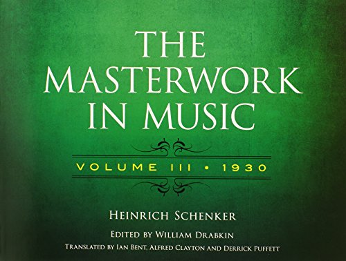 The Masterwork In Music Reprint Heinrich Schenker W Drabkin Ed