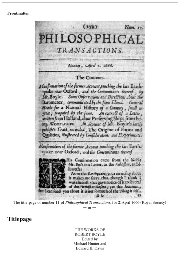 The Works Of Robert Boyle Robert Boyle Hunter M W C Davis