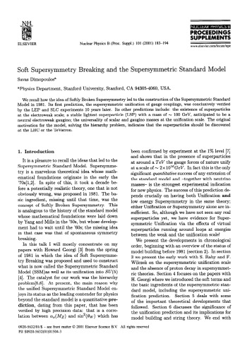 Soft Supersymmetry Breaking And The Supersymmetric Standard Model Savas Dimopoulos