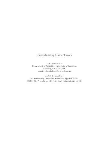 Understanding Game Theory Vnkolokoltsov Oamalafeyev