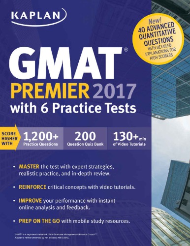 Gmat Premier 2017 With 6 Practice Tests Kaplan Test Prep