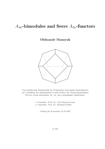 Ainfinitybimodules And Serre Ainfinityfunctors Phd Thesis Oleksandr Manzyuk