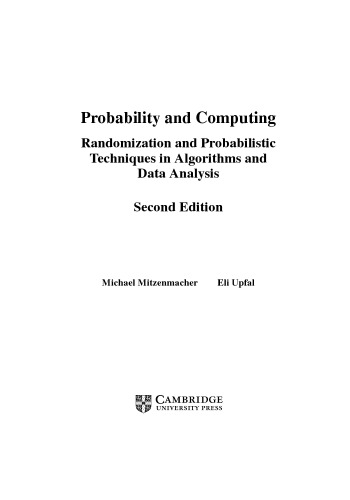 Probability And Computing 2nd Michael Mitzenmacher Eli Upfal