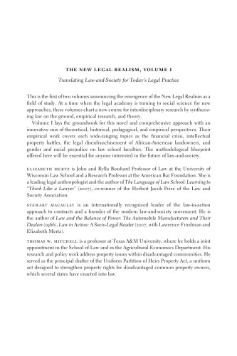 The New Legal Realism Volume I Translating Lawandsociety For Todays Legal Practice Mertz