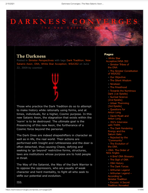 Darkness Converges The New Satanic Aeon Order Of 9 Angles