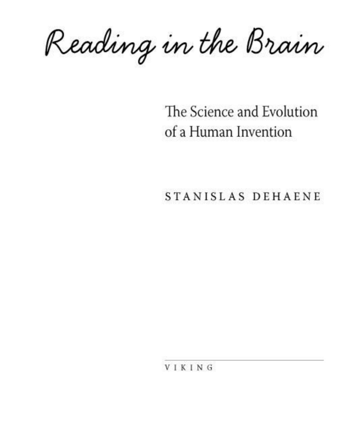 Reading In The Brain Stanislas Dehaene