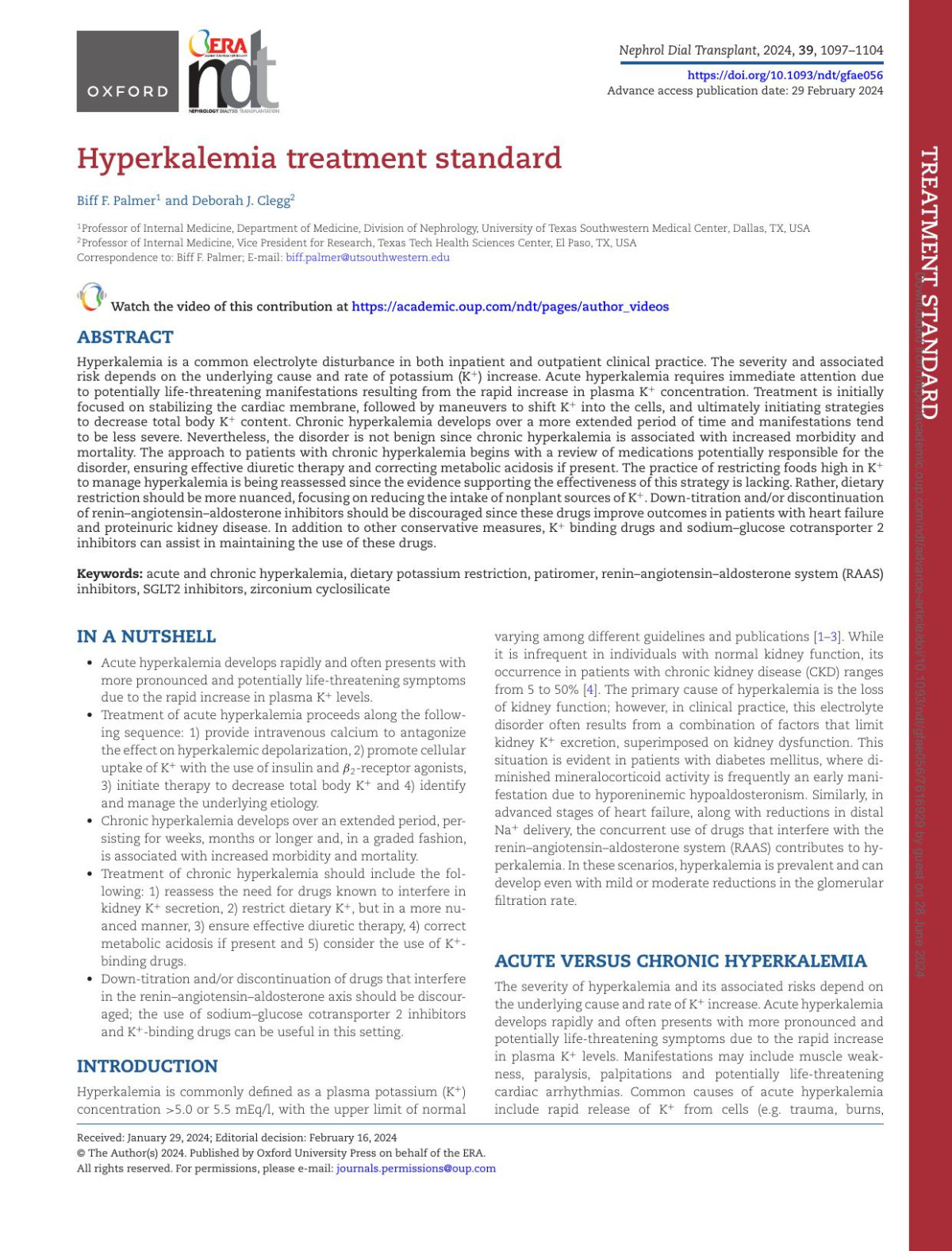 Hyperkalemia Treatment Standard Palmer Biff F Clegg Deborah J