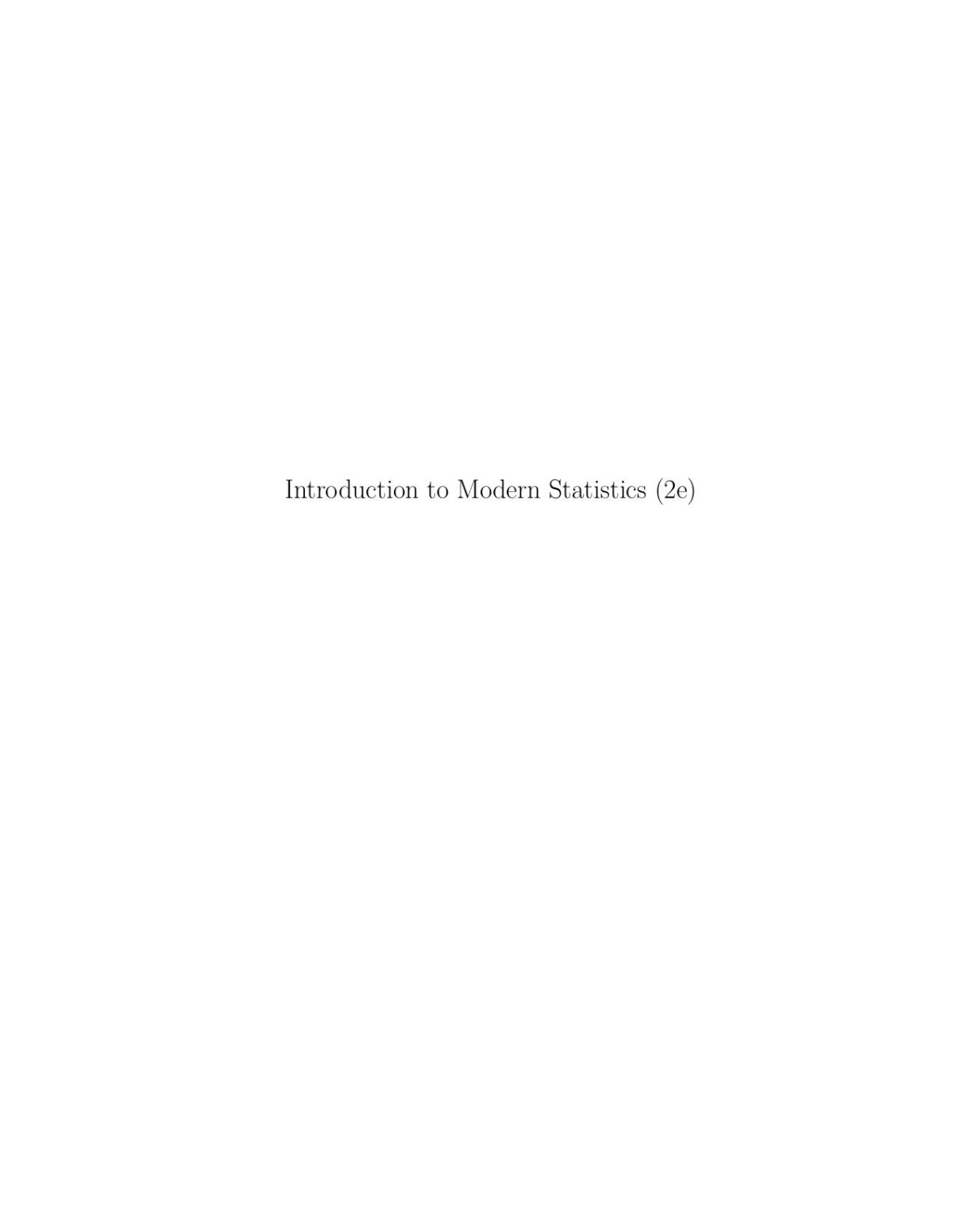 Introduction To Modern Statistics 2nd Edition 2nd Edition