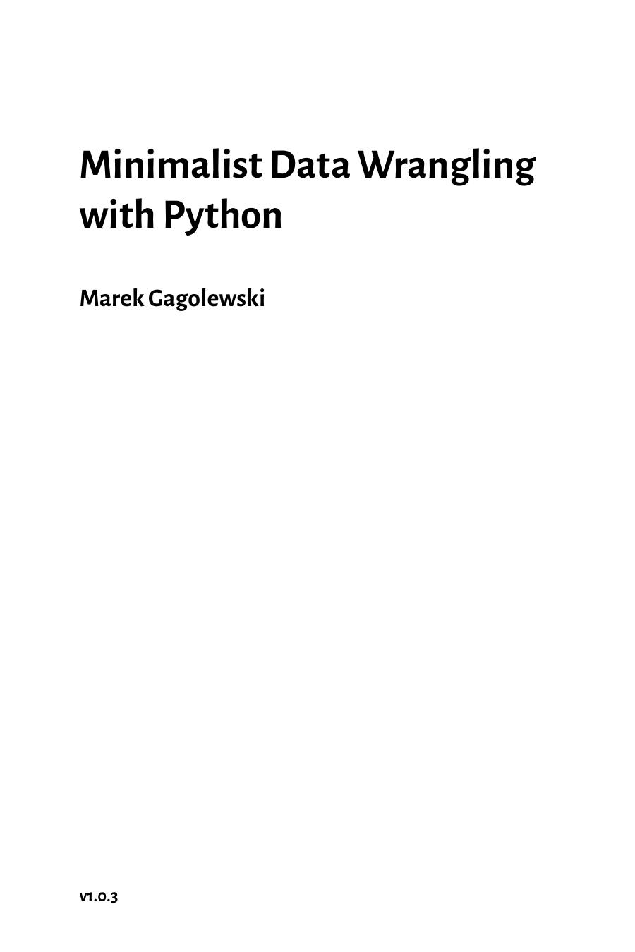 Minimalist Datawrangling Withpython Marek Gagolewski