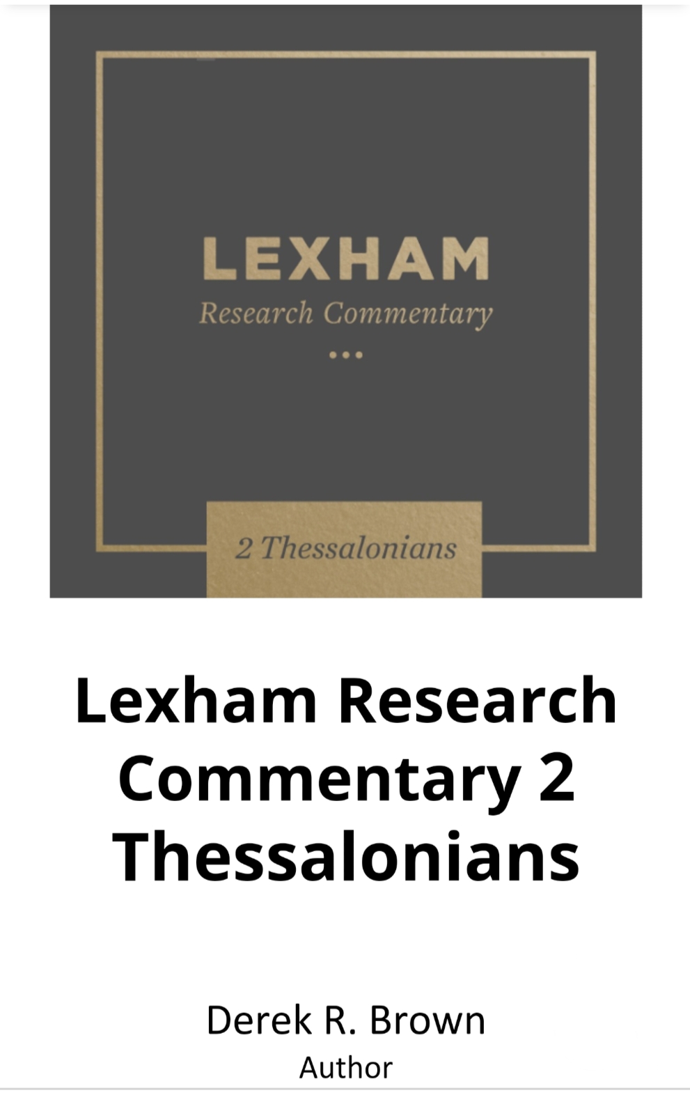 2 Thessalonians Derek R Brown