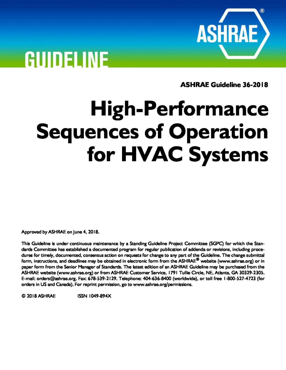 Ashrae Guideline 362018 Highperformance Sequences Of Operation For Hvac Systems Ashrae
