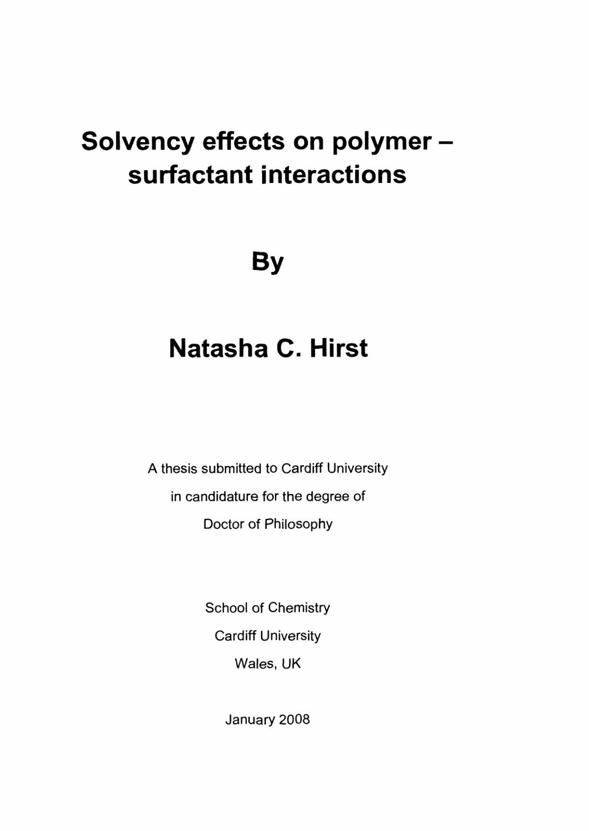 Solvency Effects On Polymersurfactant Interactions Natasha C Hirst