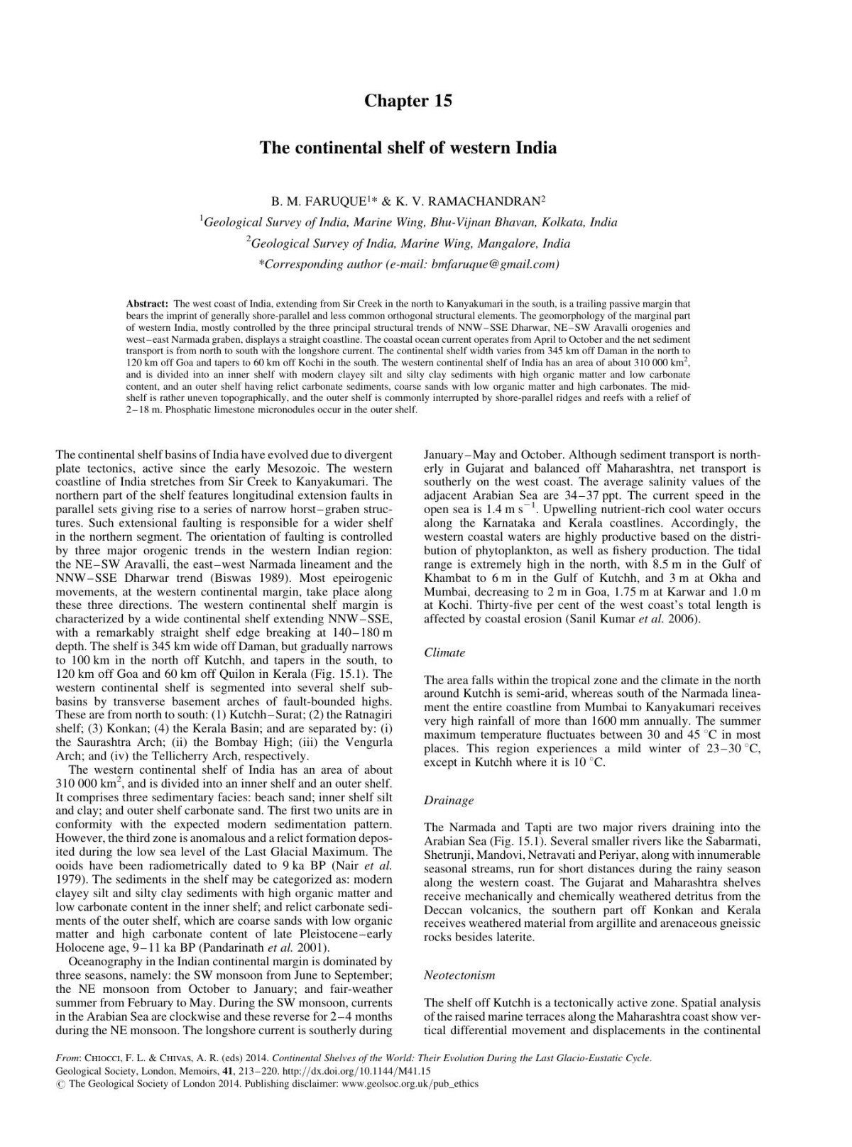 Continental Shelf Of Western India B M Faruque K V Ramachandran