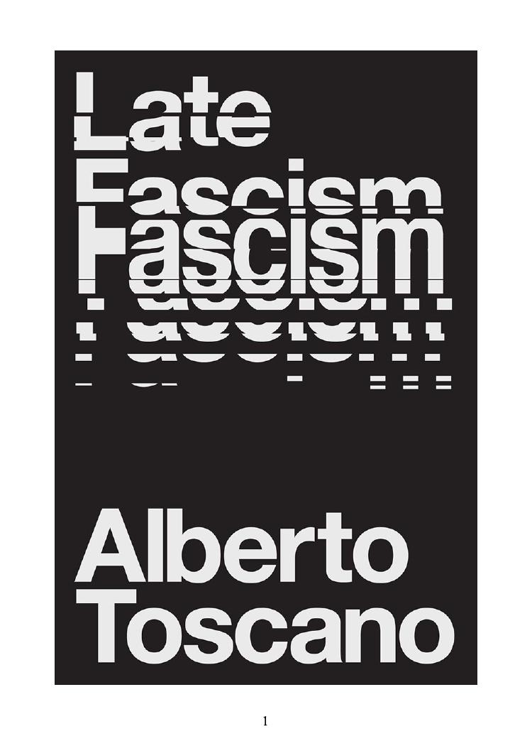Late Fascism Alberto Toscano