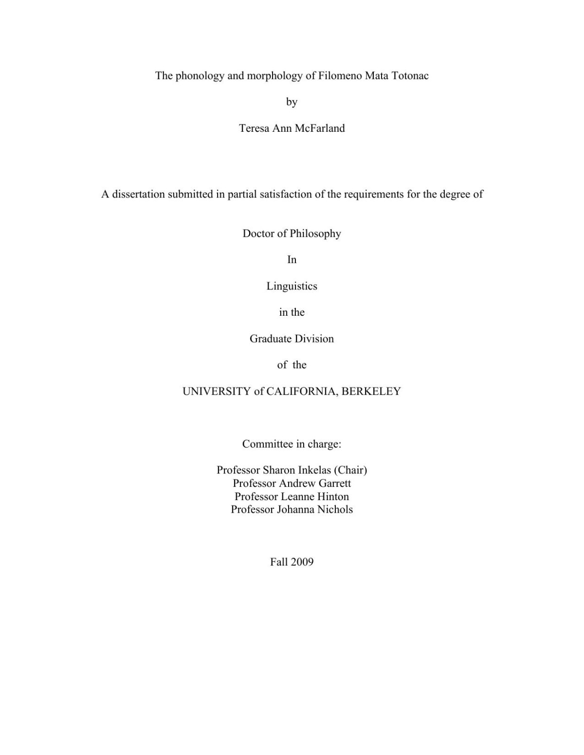 The Phonology And Morphology Of Filomeno Mata Totonac Teresa Ann Mcfarland
