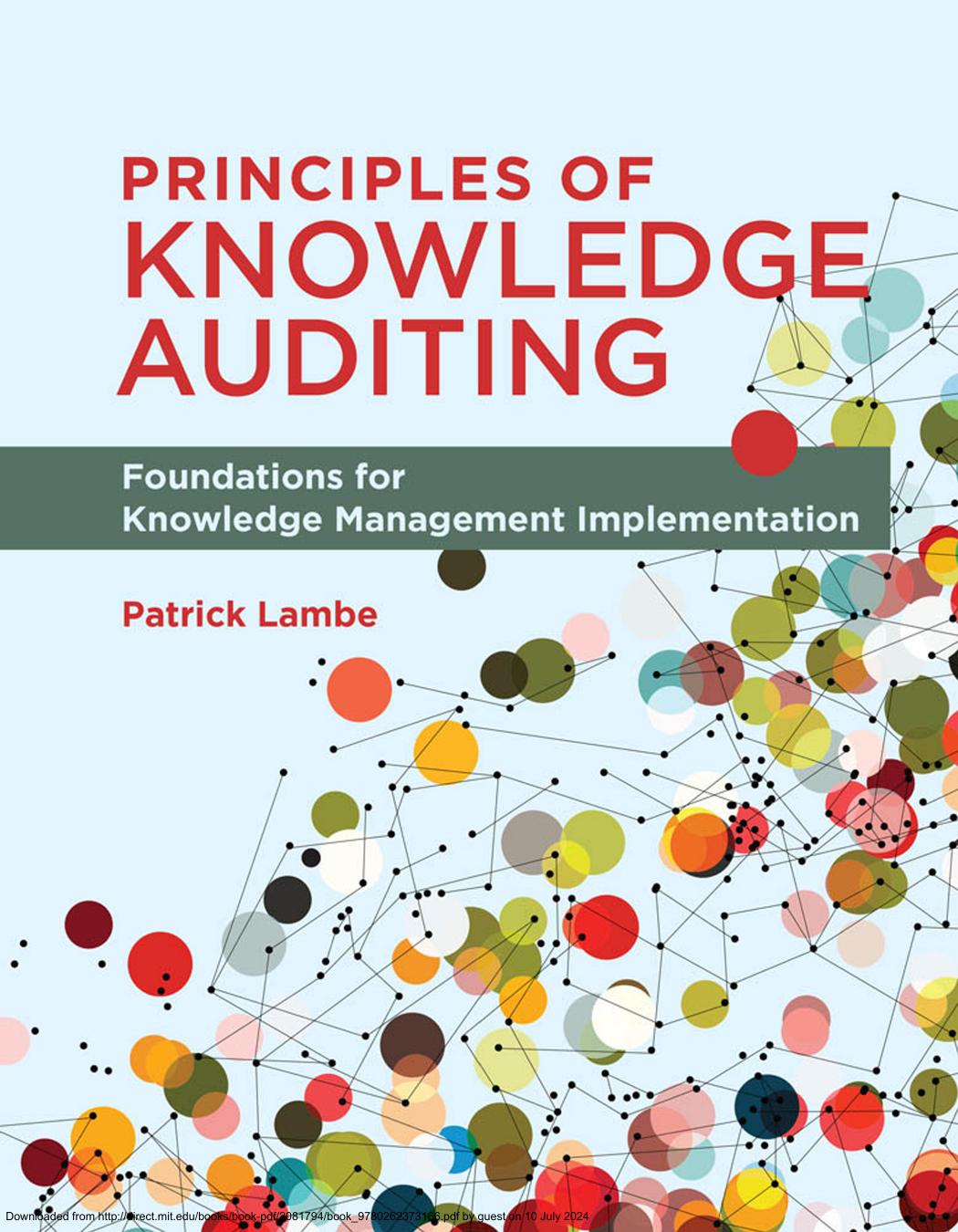 Principles Of Knowledge Auditingfoundations For Knowledge Management Implementation Lambe