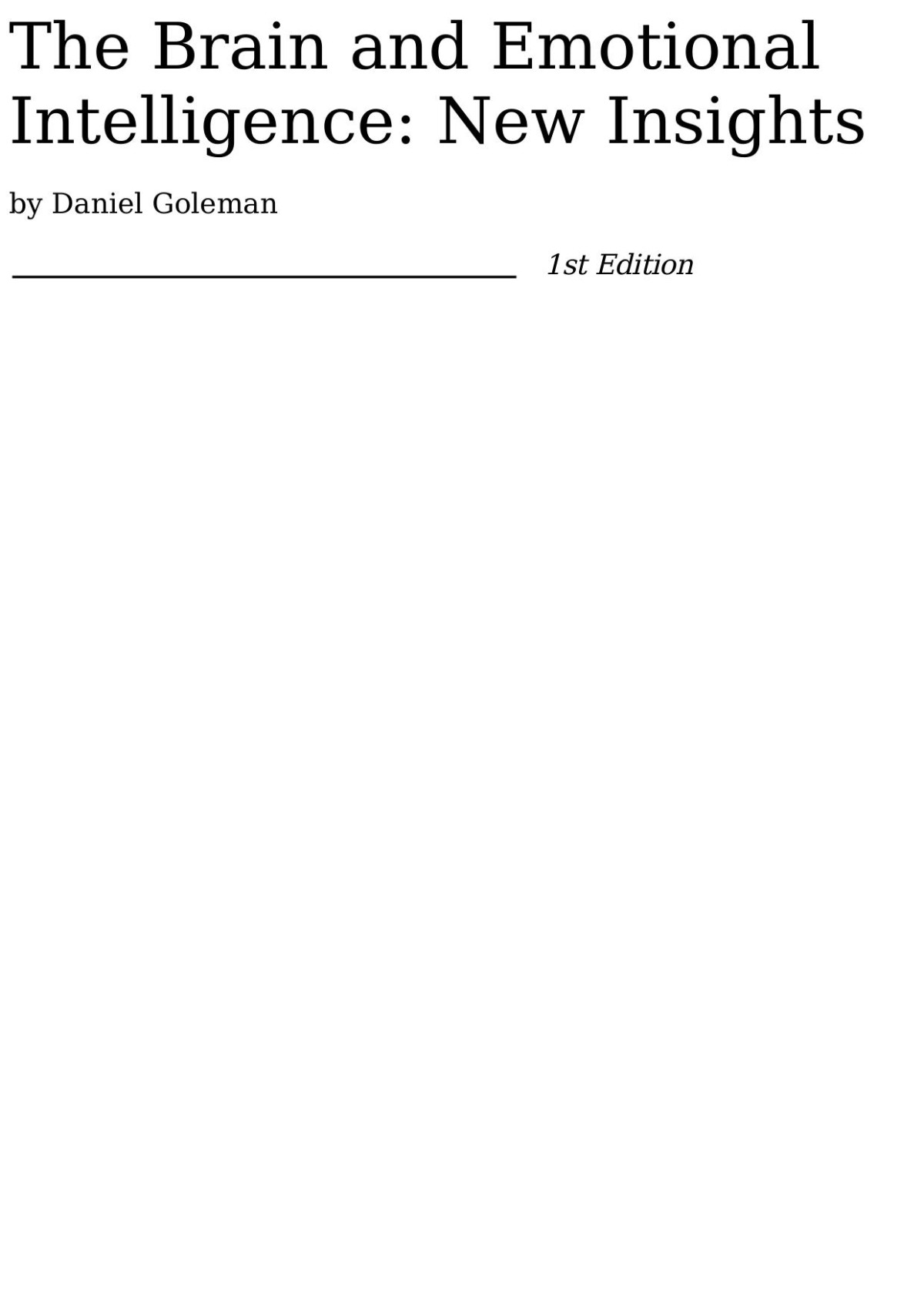 The Brain And Emotional Intelligence New Insights 2nd Edition Daniel Goleman
