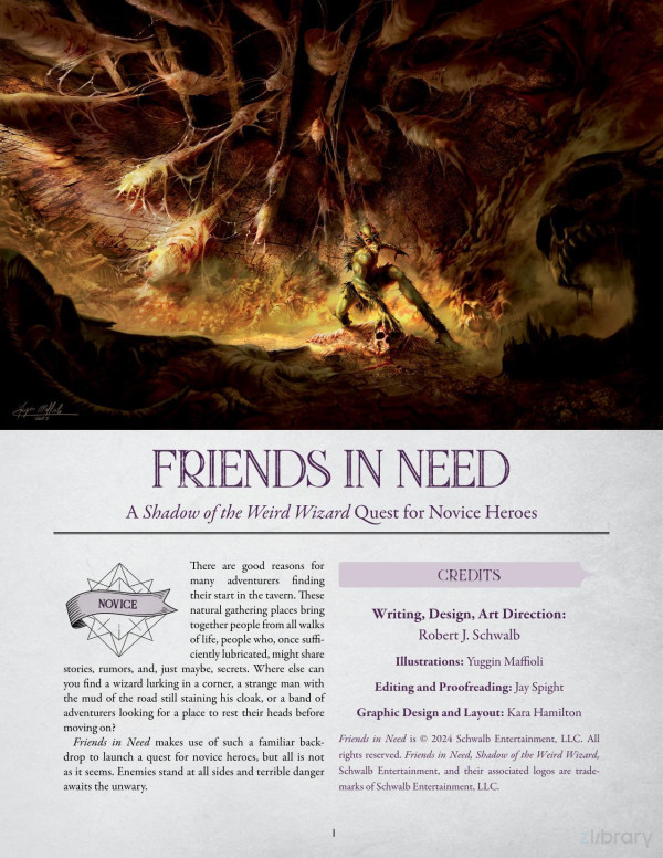 Friends In Need A Shadow Of The Weird Wizard Quest For Novice Heroes Robert J Schwalb