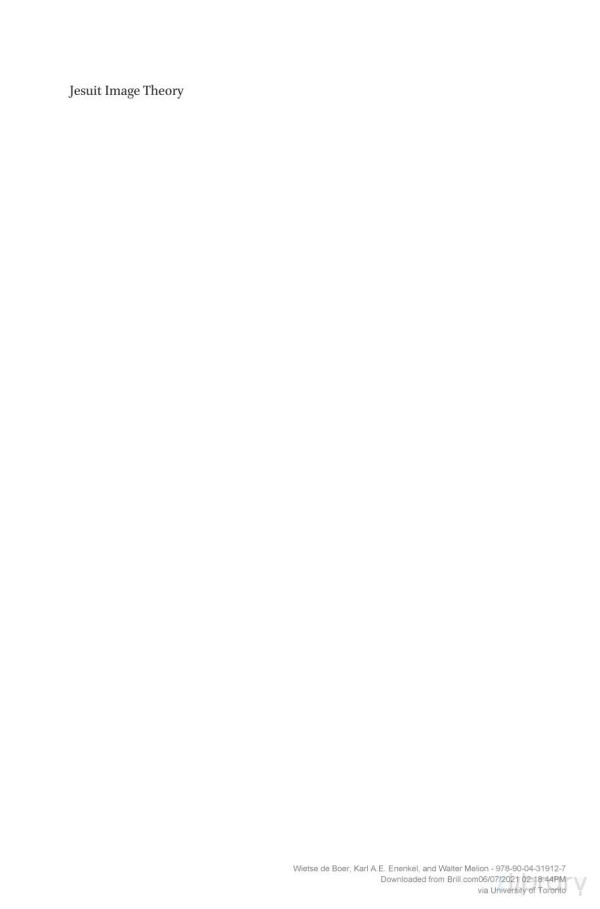 Jesuit Image Theory Walter S Melion Karl Ae Enenkel Wietse De Boer