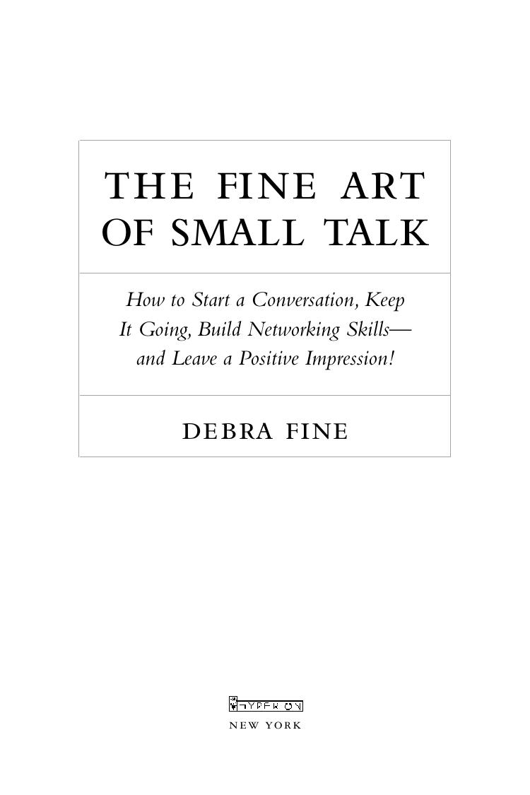 The Fine Art Of Small Talk Illustrated Debra Fine