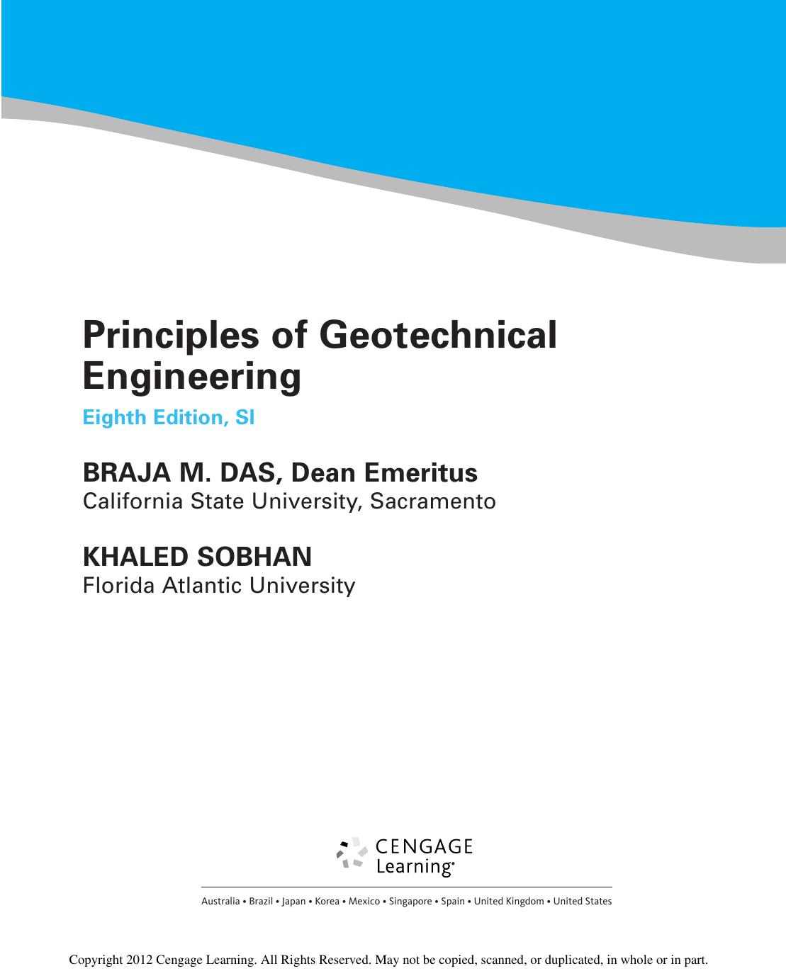 Principles Of Geotechnical Engineering Si Edition 8th Edition Braja M Das