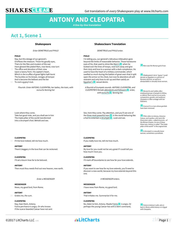 Antony And Cleopatra Shakespeare Translations Litcharts V001 Litcharts