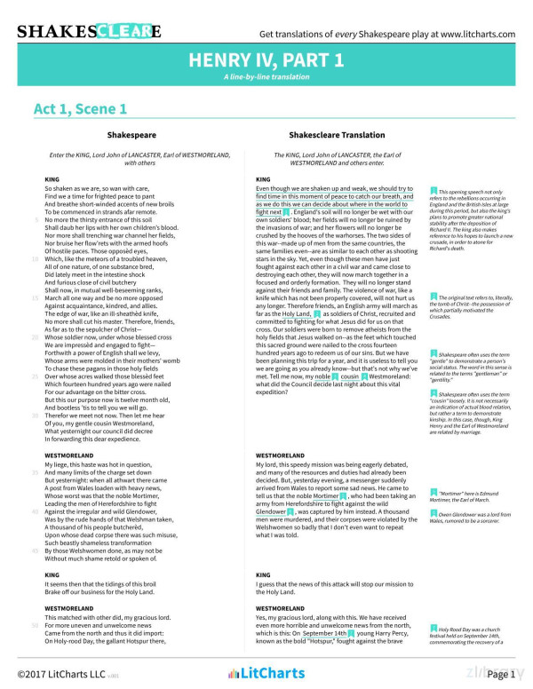 Henry Iv Part 1 Shakespeare Translations Litcharts V001 Litcharts