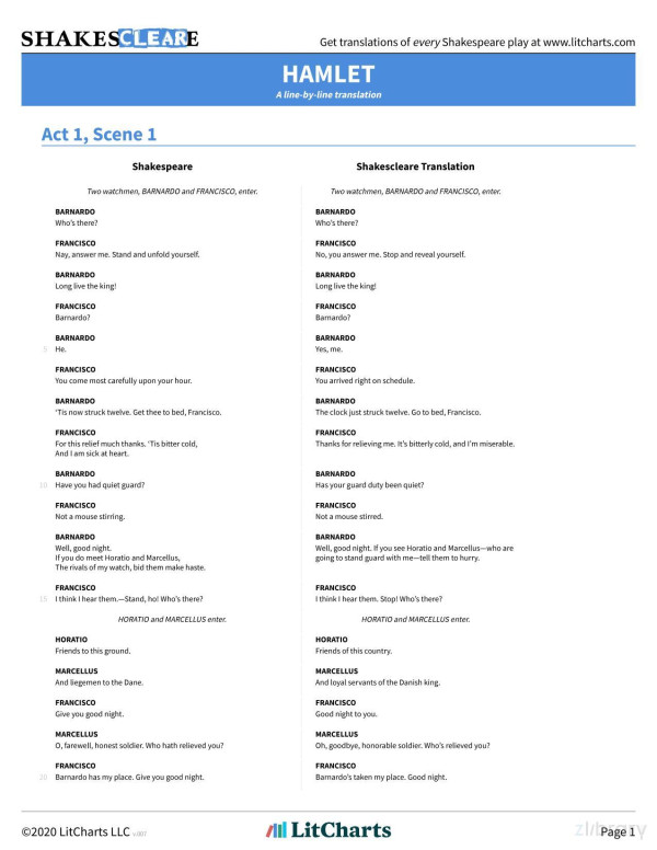 Hamlet Shakespeare Translations Litcharts V001 Litcharts