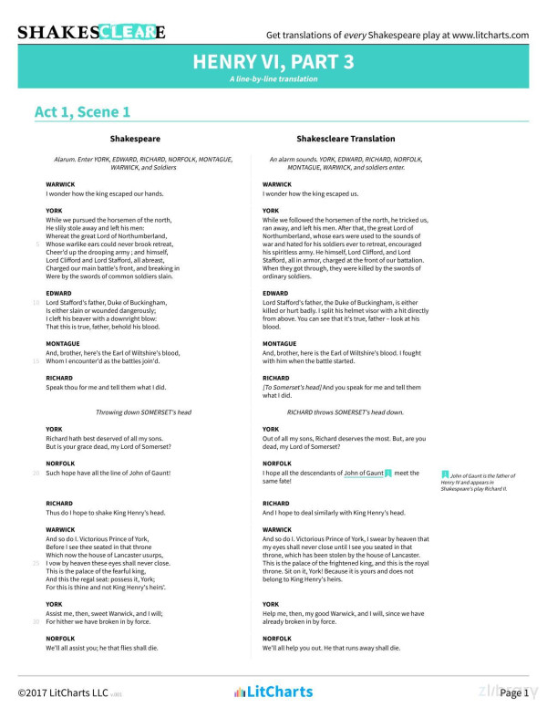 Henry Vi Part 3 Shakespeare Translations Litcharts V001 Litcharts