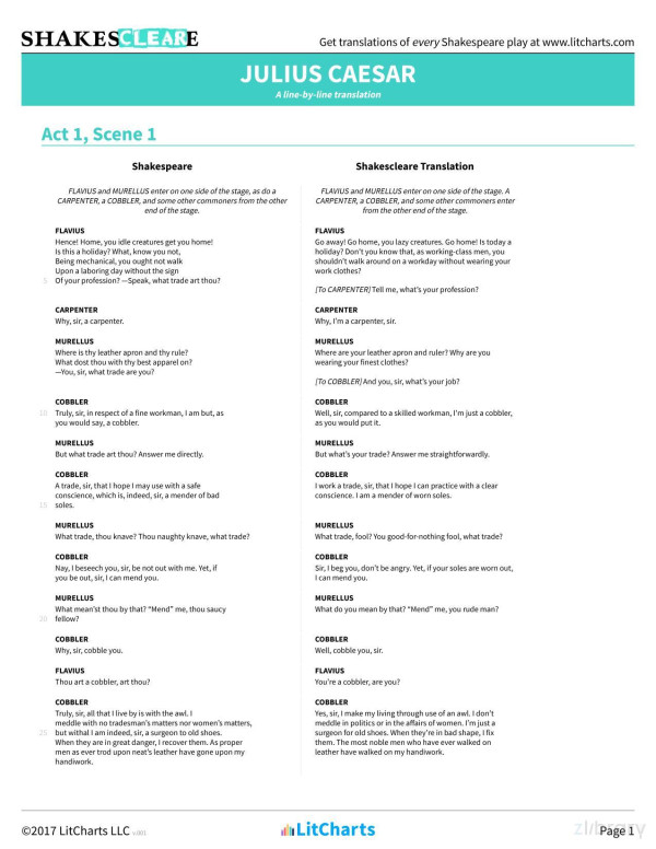 Julius Caesar Shakespeare Translations Litcharts V001 Litcharts
