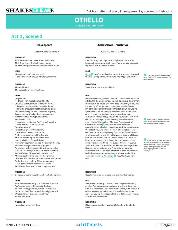 Othello Shakespeare Translations Litcharts V001 Litcharts