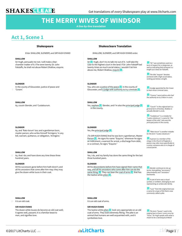 The Merry Wives Of Windsor Shakespeare Translations Litcharts V001 Litcharts