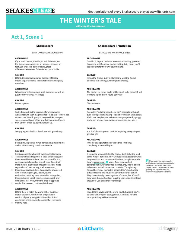 The Winters Tale Shakespeare Translations Litcharts V001 Litcharts