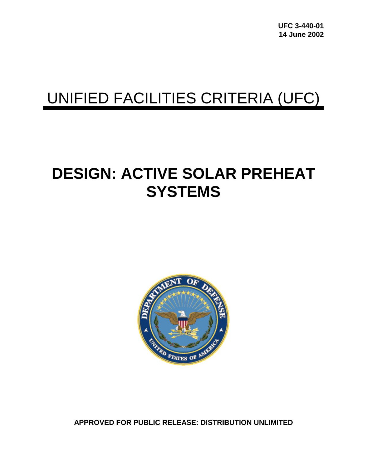 Unified Command Design Active Solar Preheat Systems 1st Edition Us Army Corps Of Engineers