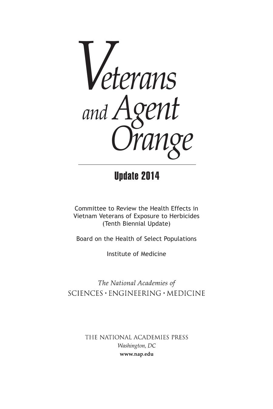 Veterans And Agent Orange Update 2014 Unknown