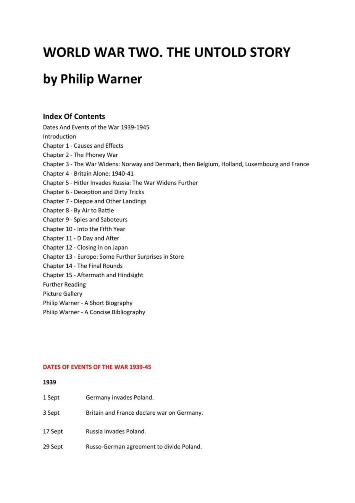 World War Two The Untold Story Phillip Warner