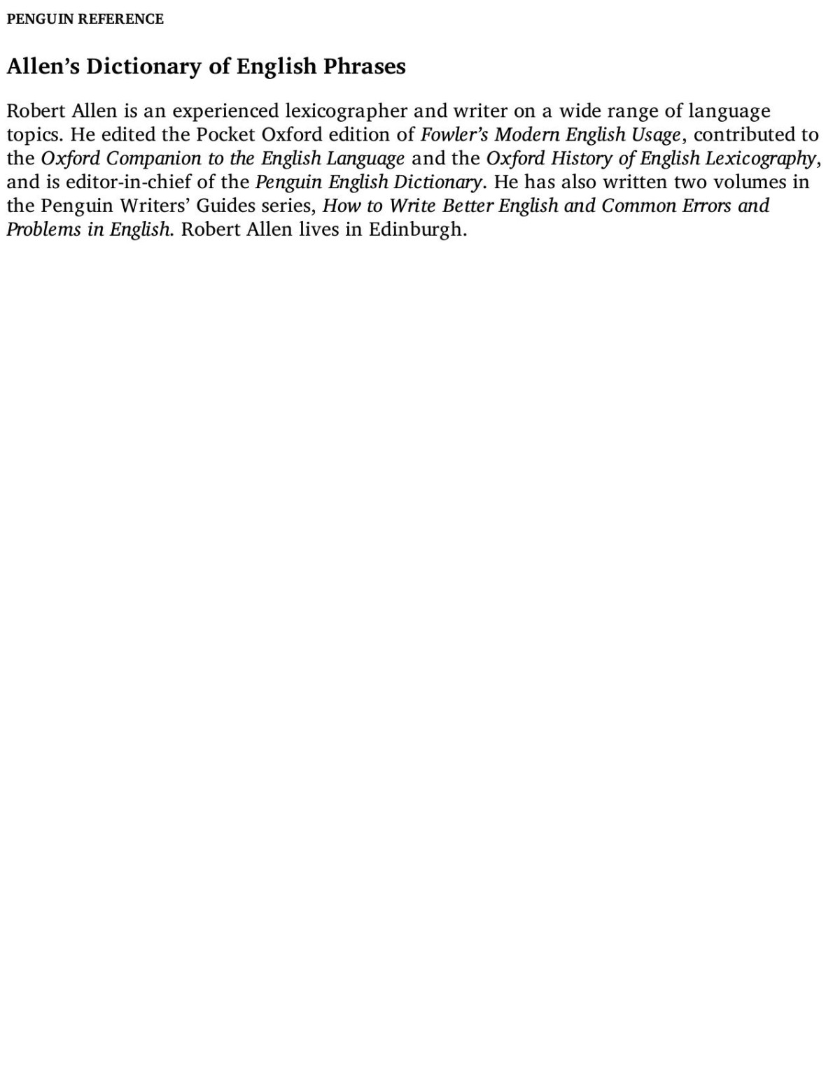 Allens Dictionary Of English Phrases Robert Allen