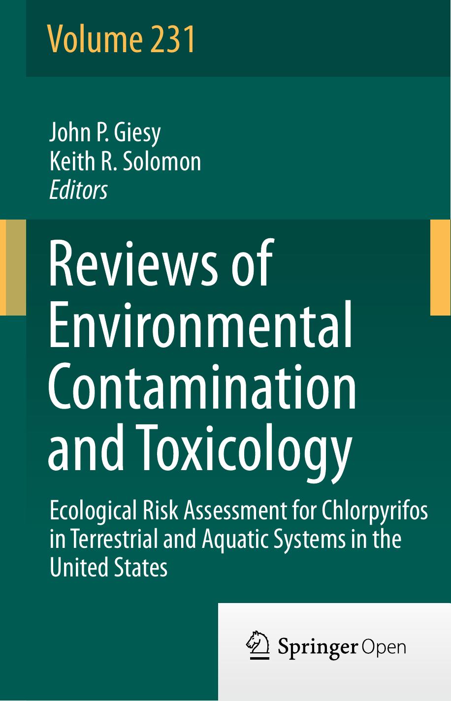 Ecological Risk Assessment For Chlorpyrifos In Terrestrial And Aquatic Systems In The United States John P Giesy Keith R Solomon