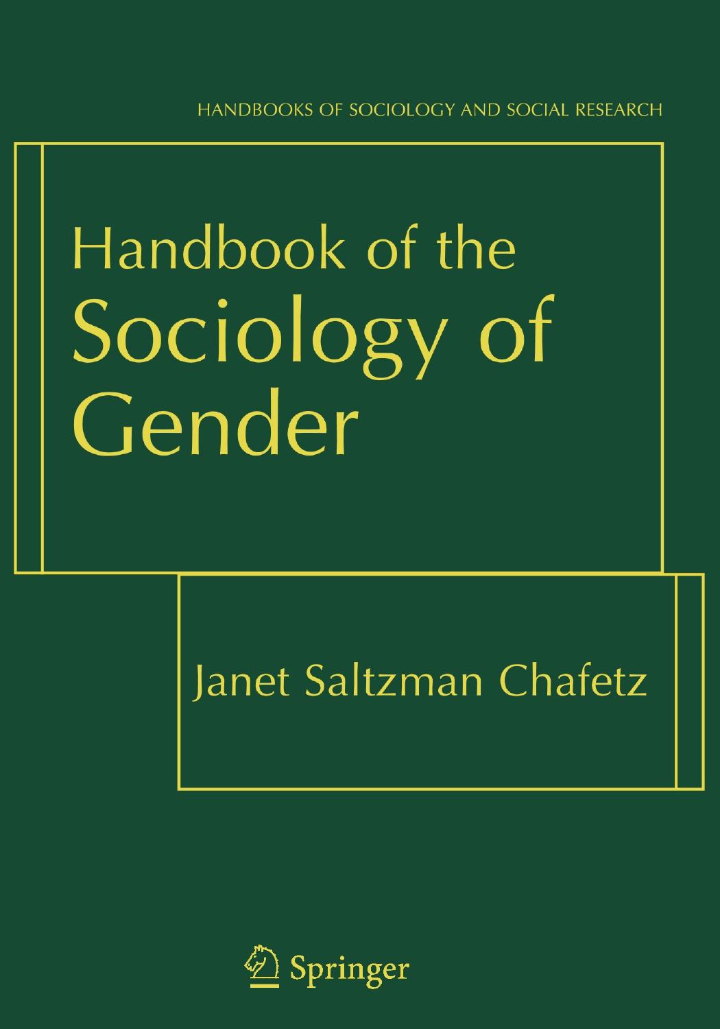 Handbook Of The Sociology Of Gender Janet Saltzman Chafetz