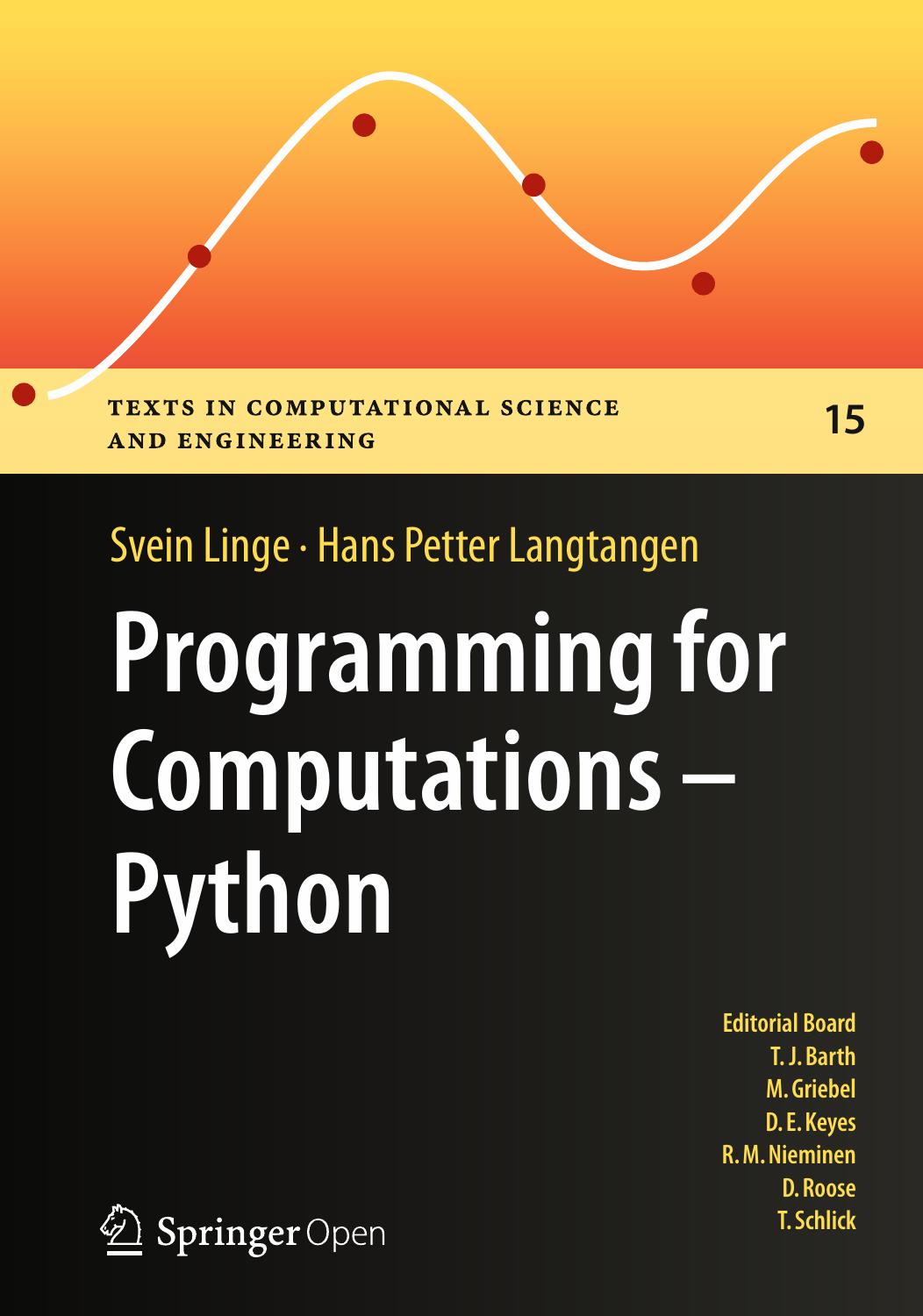 Programming For Computations Python Svein Linge Hans Petter Langtangen
