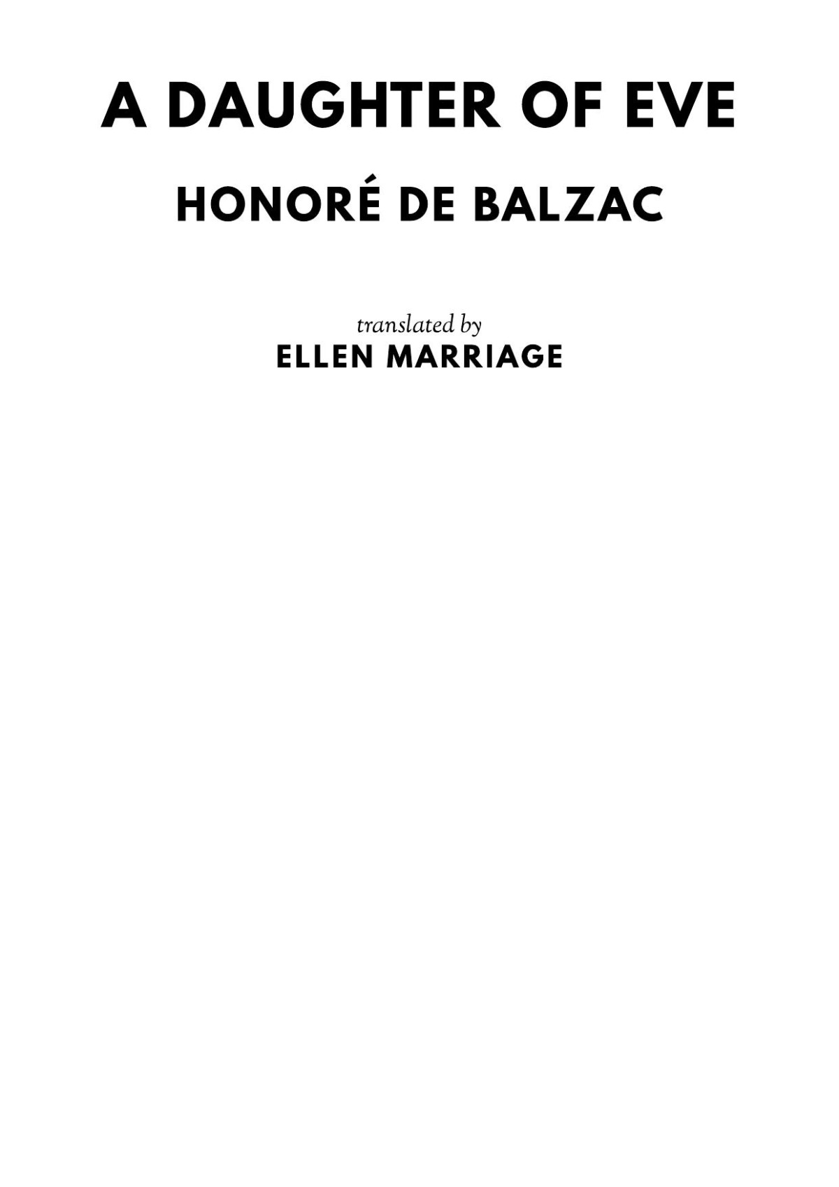 A Daughter Of Eve Honor De Balzac