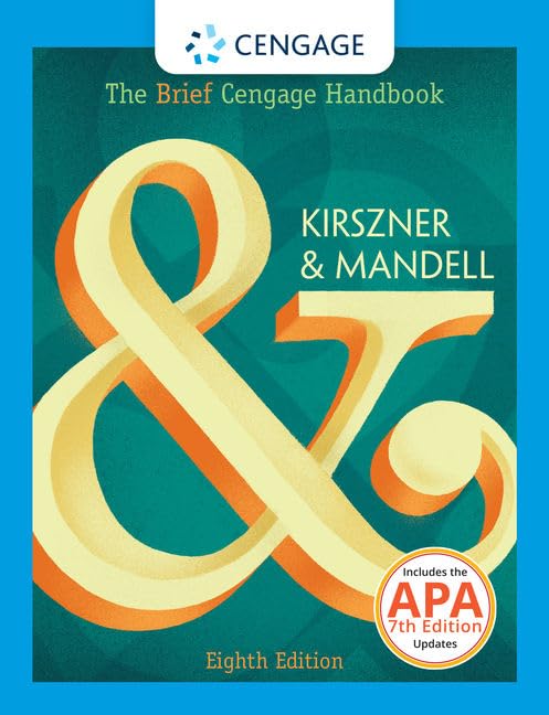 The Brief Cengage Handbook With Apa 7e Updates 8th Edition Laurie G Kirszner