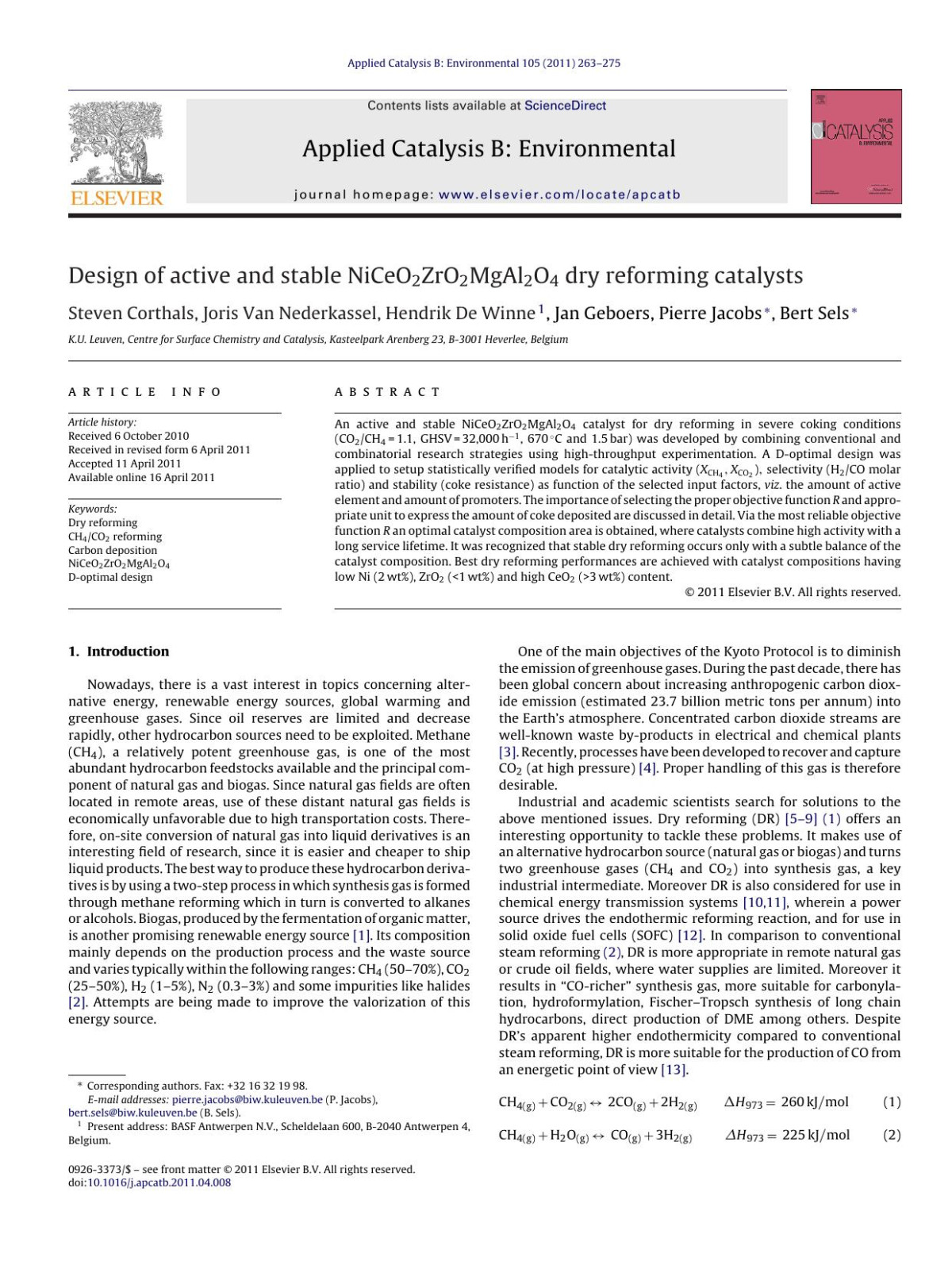 Design Of Active And Stable Niceo2zro2mgal2o4 Dry Reforming Catalysts Steven Corthals